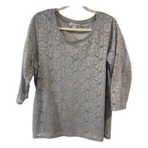 Coldwater Creek Women’s‎ Light Gray Floral Lace Blouse | Size 1X